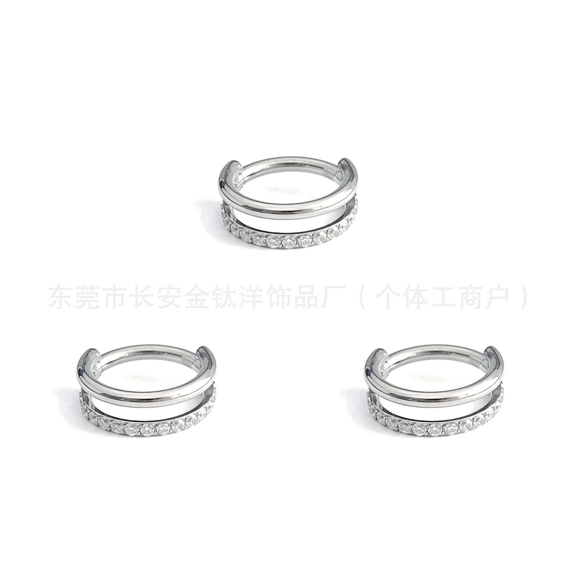 F136 Titanium Sandwich Half-Studded Diamond Closed Ring Seamless Hoop Earrings Nose Ring Earrings G23 Titanium Alloy Piercing Jewelry - Image 2
