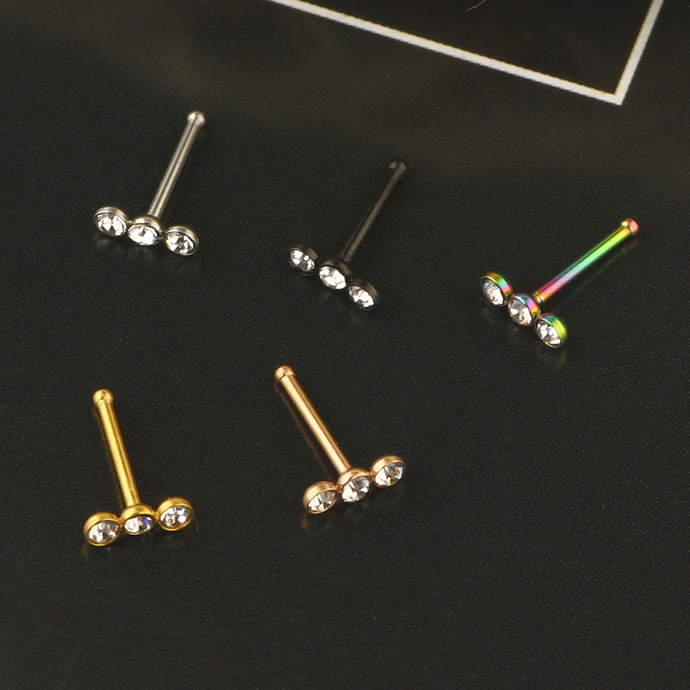 Cross-border 316L Surgical Steel Nose Ring Zircon Nose Nail Earrings Nose Nail Wholesale - Image 5