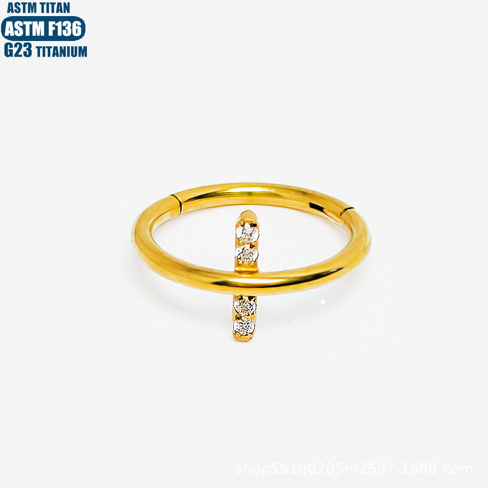 F136 Titanium Alloy Cross Nose Ring Hoop Seamless Closed Ring Piercing Jewelry with CZ - Image 2
