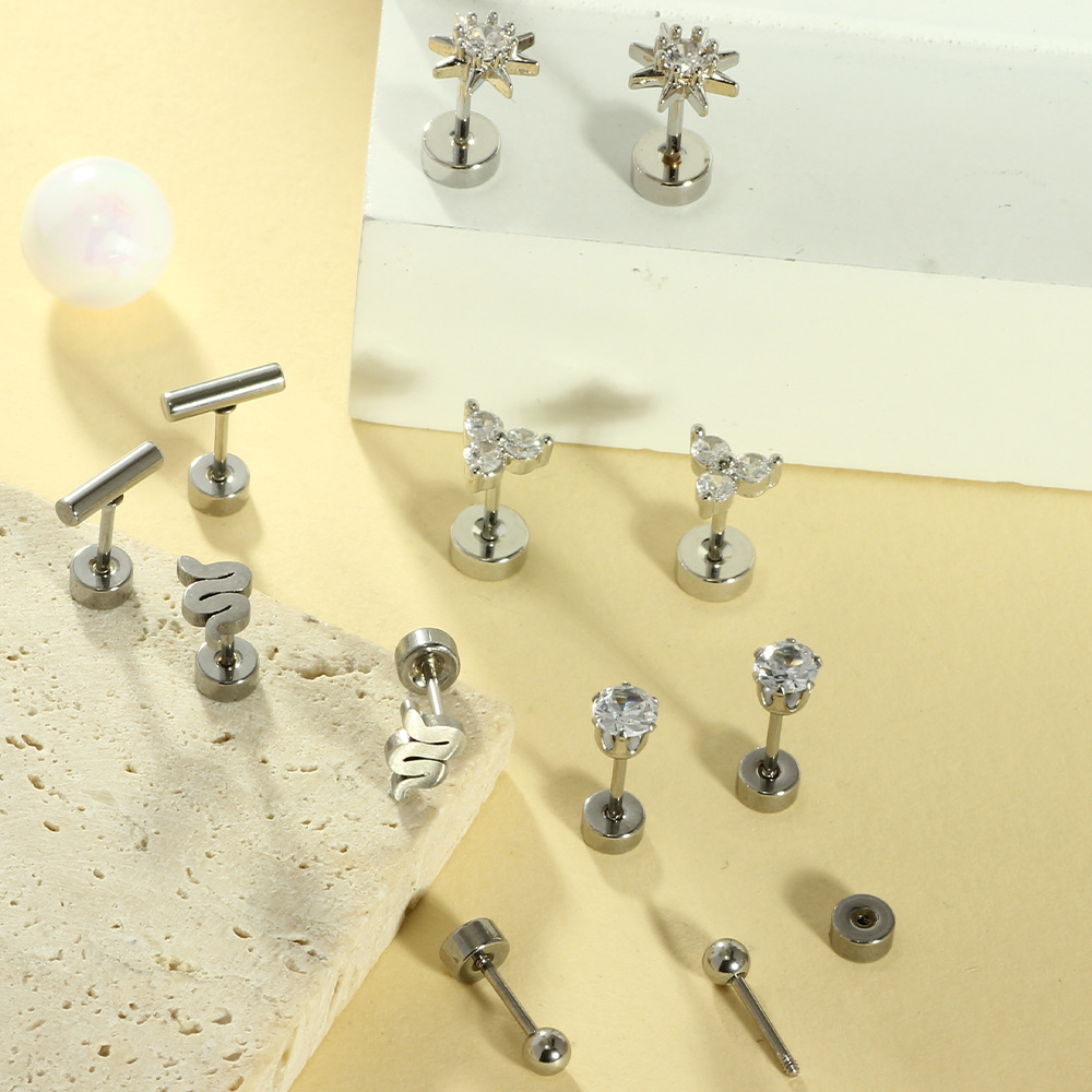 Sun Earring Set Stainless Steel One-Piece Ear Bone Stud Earrings for Men Women Wholesale - Image 4