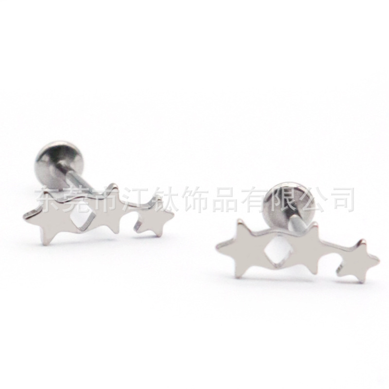 F136 Titanium Gold Star Stud Earrings - Five-Pointed Star Cartilage Earring for Men and Women - Image 5