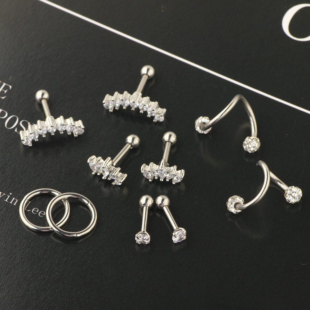 Rose Gold Stainless Steel Zircon Diamond Shape Earrings Set for Women - Image 2