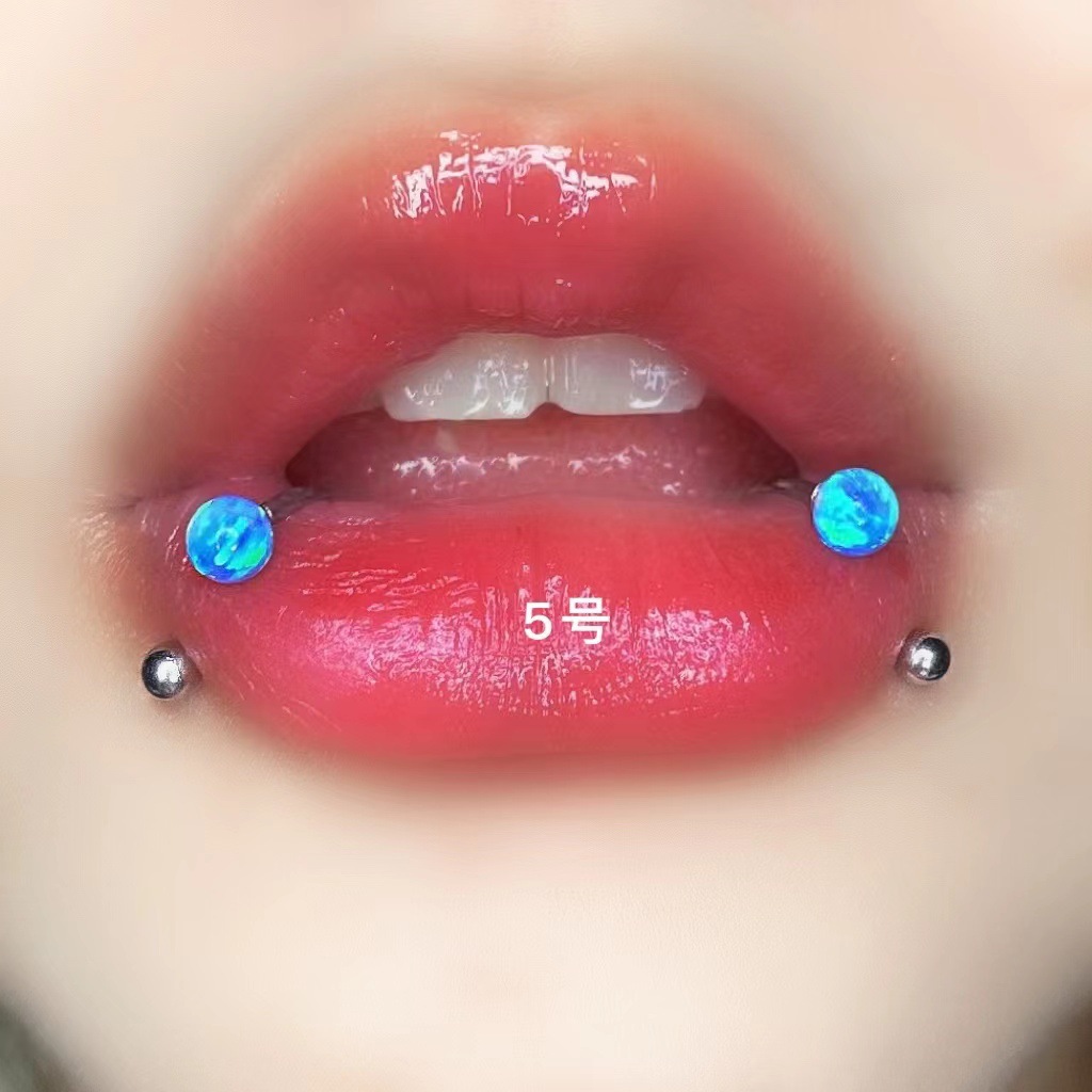 Opal Lip Ring Horseshoe Ring 316L Surgical Steel Lip Piercing Jewelry 12mm 1.2mm - Image 5