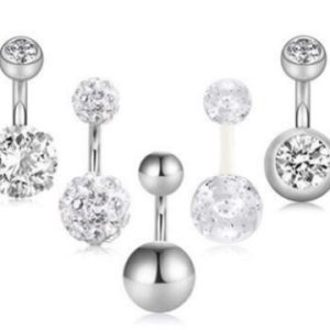 Stainless Steel Belly Button Ring 5 Piece Set Belly Rings Body Piercing Jewelry
