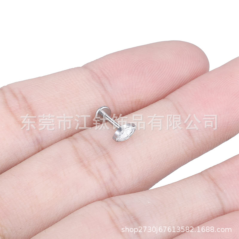 G23 Titanium Horse Eye Lip & Ear Stud Zircon Implant Grade Body Piercing Jewelry - Image 4