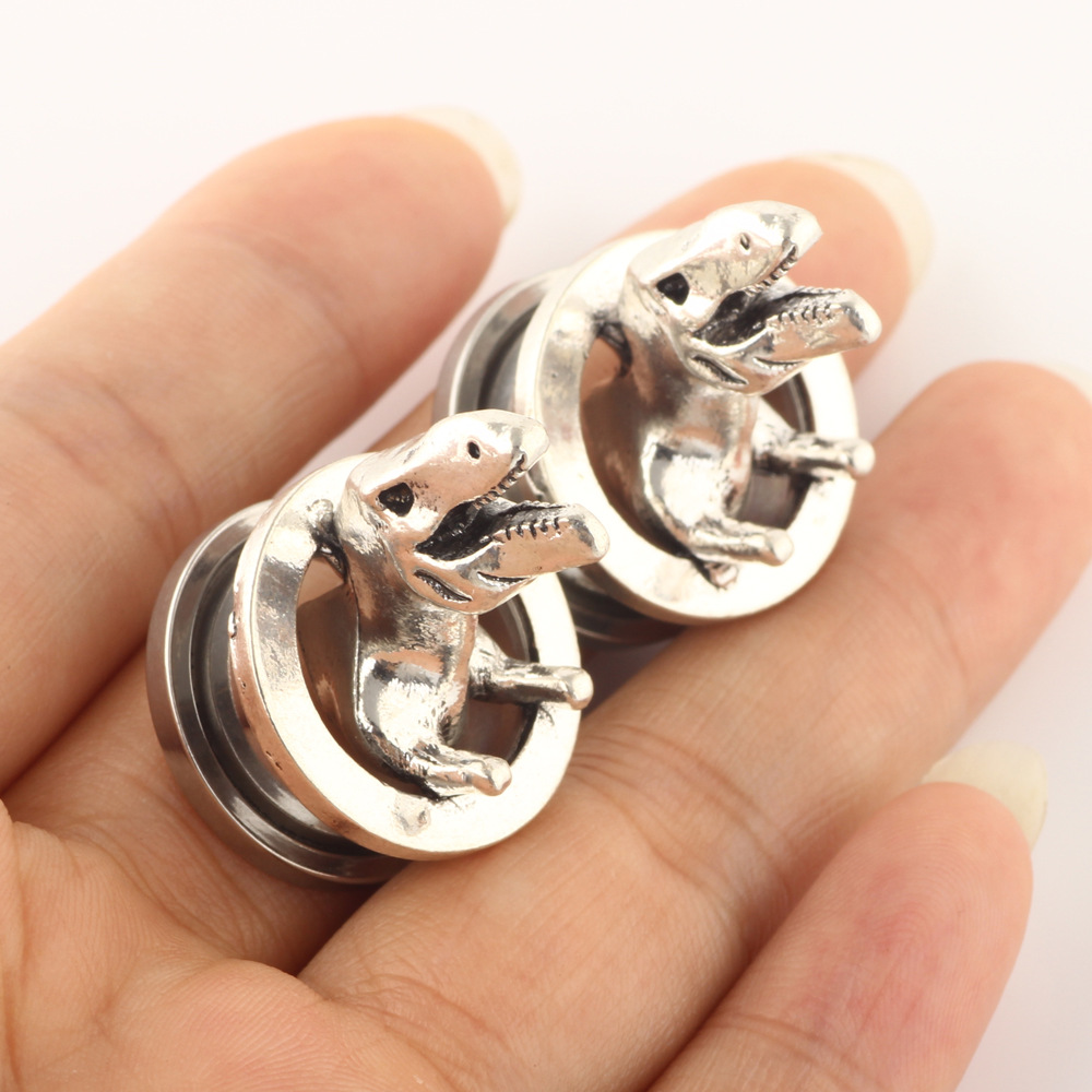 3D Dinosaur Tunnel Ear Gauges 6mm-16mm Stainless Steel Auricle Piercing Jewelry - Image 4