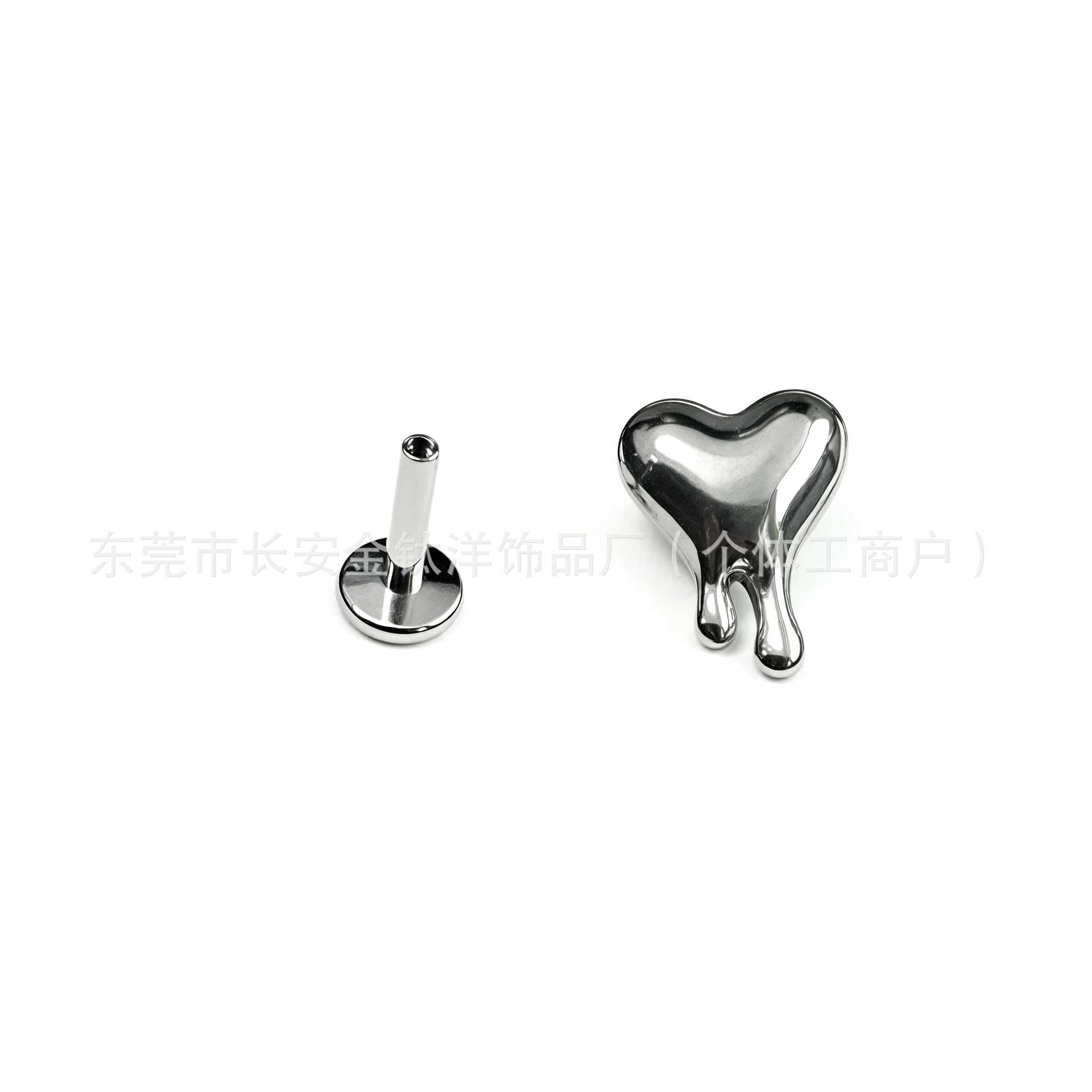 F136 Titanium Inner Thread Heart Flush Earrings Cochlear Nails G23 Titanium Alloy Body Piercing Ear Bone Studs - Image 3