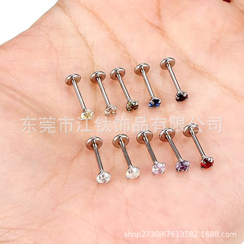 G23 Titanium Alloy Earring Thread 0.8 Wire Diameter Prong Setting Cartilage Ear Stud Body Jewelry - Image 4