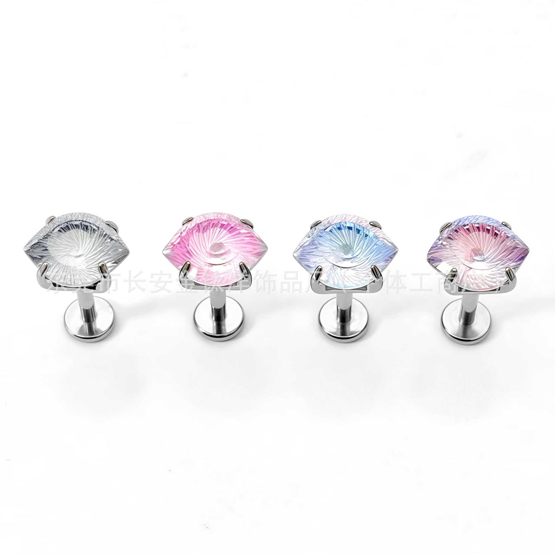 F136 Titanium Round Base Claw-Set Angel Eye Lip Stud Nose Stud Tongue Stud Ear Stud G23 Titanium Alloy Body Piercing Jewelry - Image 3