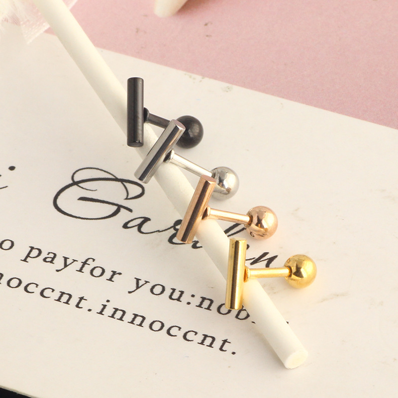 Star Shape Stainless Steel Threaded Straight Bar Stud Earrings for Men Women Ear Bone Piercing Jewelry - Image 4