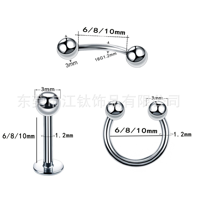 G23 Titanium Lip Nail 16G Internal Thread Basic Model Body Piercing Jewelry for Ear Cartilage Bone - Image 2