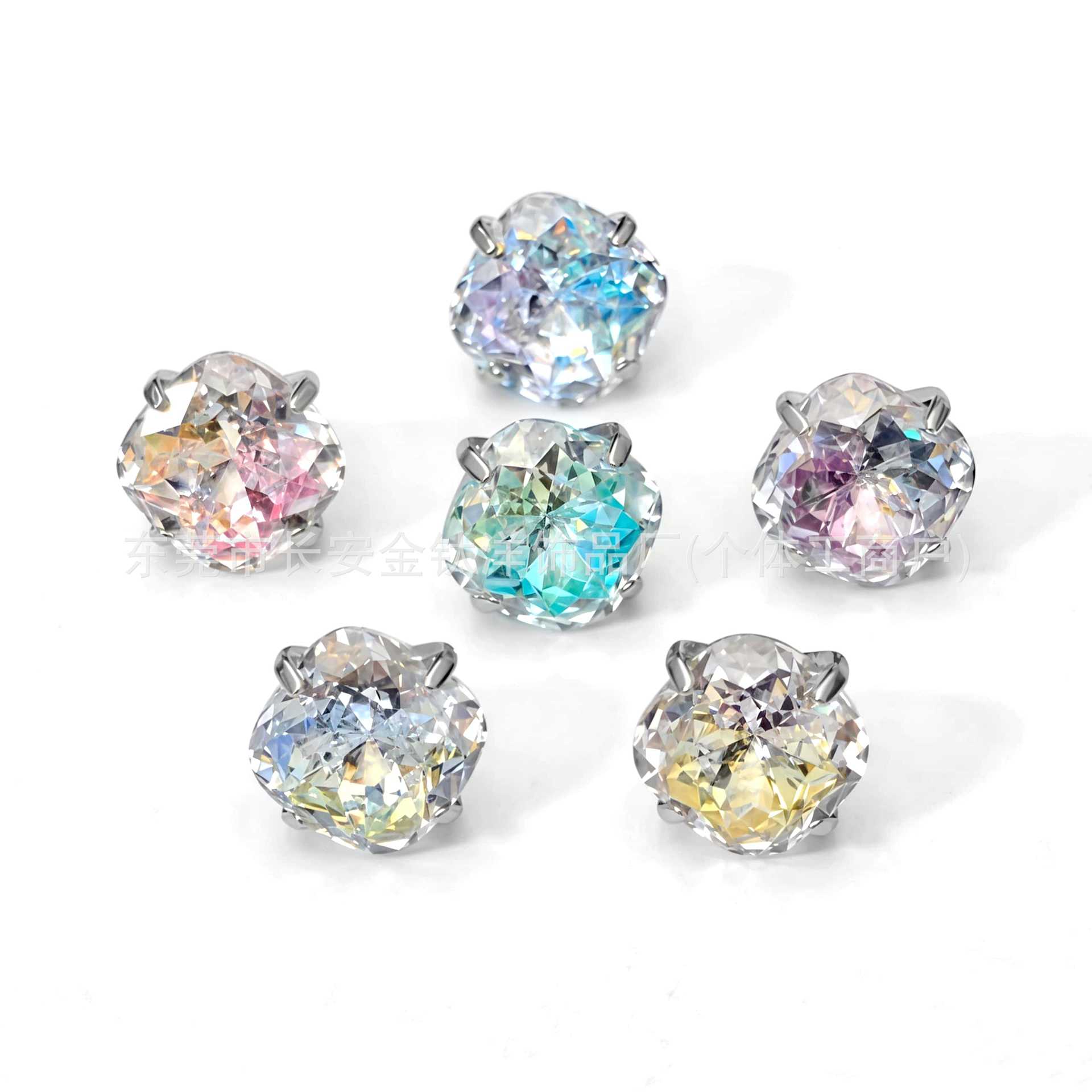 F136 Titanium Round Base Claw-Set Gradient Lip Stud Earrings, Ear Bone Studs, G23 Titanium Alloy Piercing Jewelry - Image 5