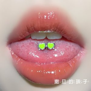 Red Heart Tongue Barbell 12mm 16G External Thread Titanium Steel Tongue Ring Tongue Piercing Jewelry
