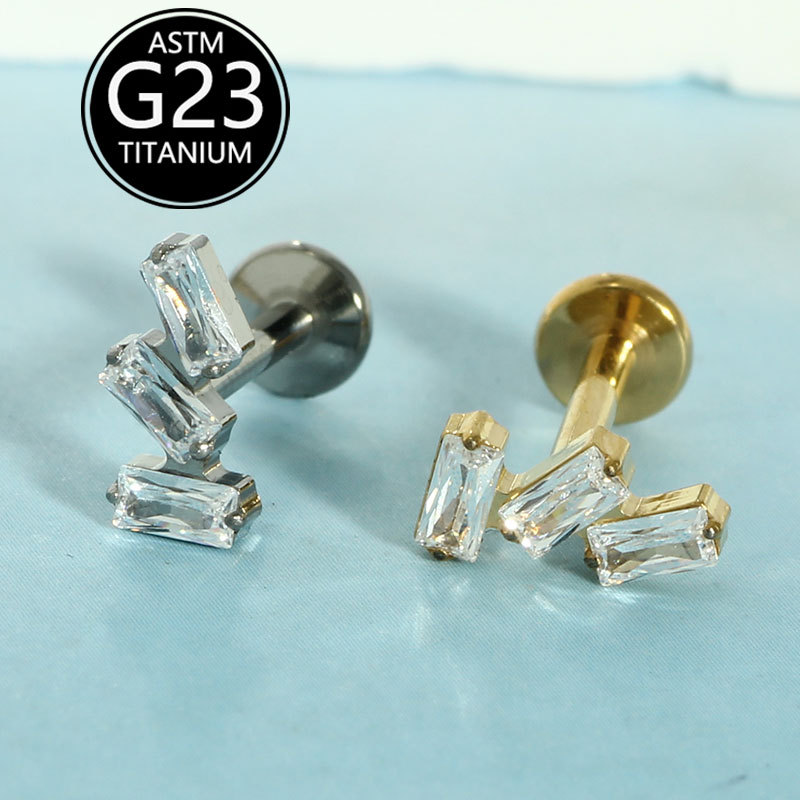 G23 Titanium Zircon Lip Nail Internal Thread Ear Nose Cartilage Stud Body Piercing Jewelry - Image 4