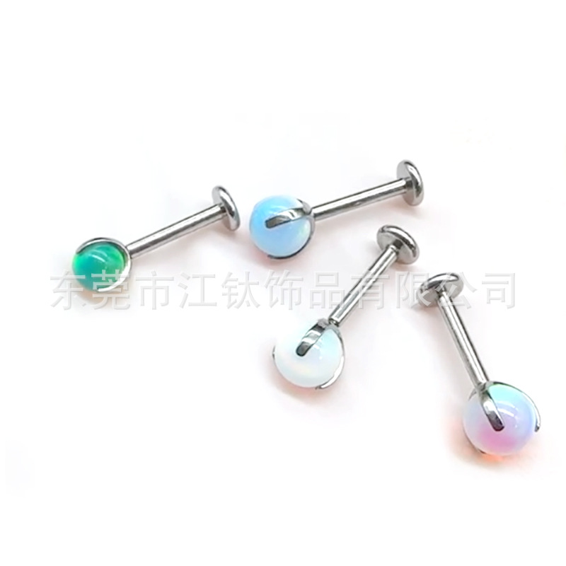 G23 Titanium Nebula Oval Ear Stud Three Claw Lip Nail Tongue Nail Body Piercing Jewelry JT431 - Image 5
