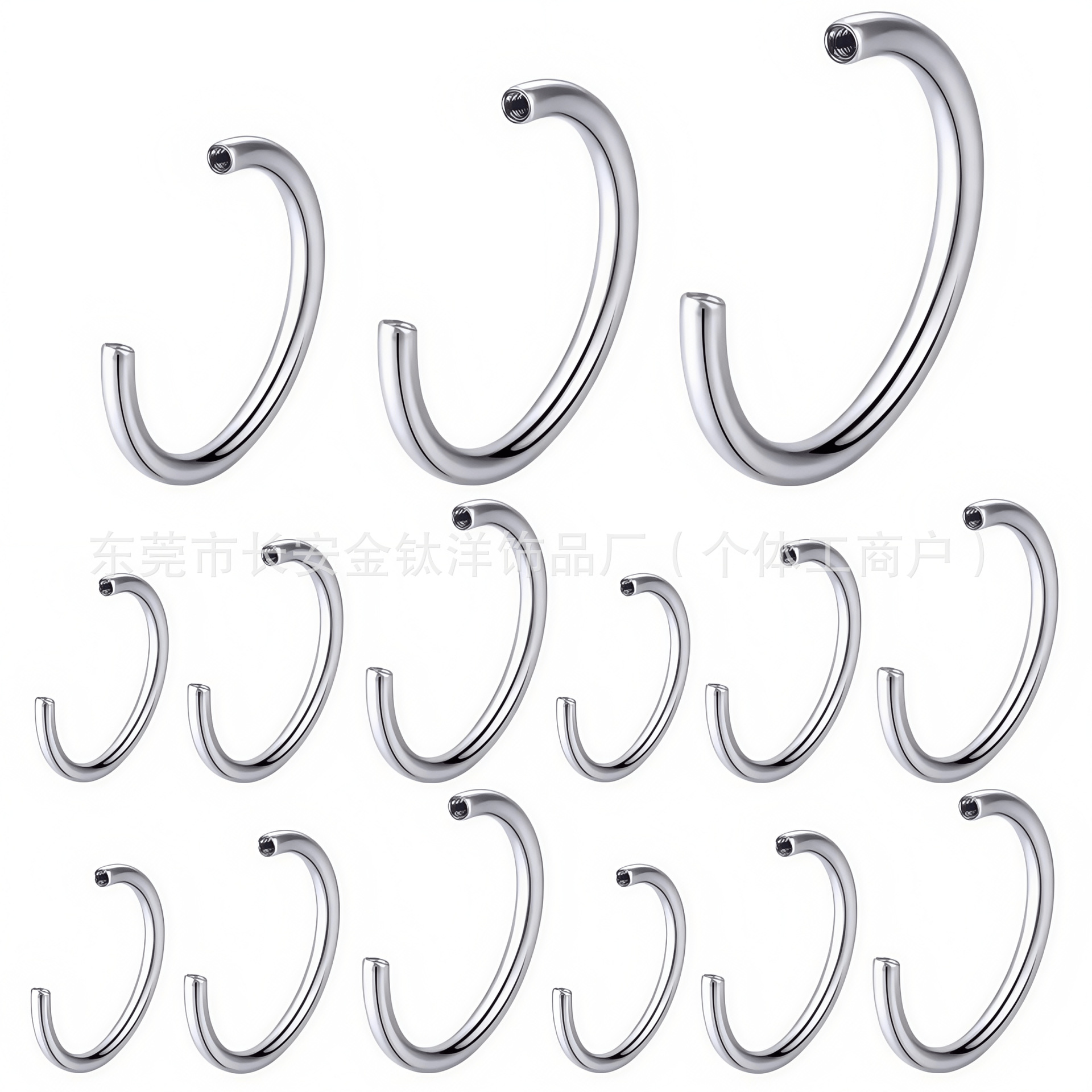F136 Titanium D-Shaped Nose Ring C-Bar Horseshoe Ring Ear Bone Ring Lip Ring G23 Titanium Alloy Body Piercing Jewelry - Image 2