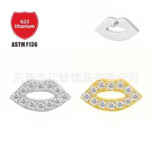 JT740 G23 Titanium Ear Cartilage Stud Lip Inlaid Zircon Geometric Body Piercing Jewelry