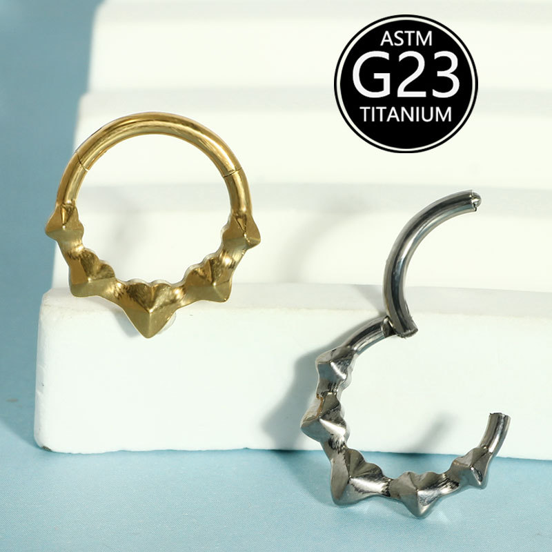 G23 Titanium Alloy Heart Nose Ring Earrings for Body Piercing - Fashion Niche Jewelry - Image 4