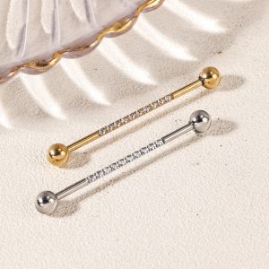 Zesen Diamond Ear Bridge Nails Titanium Steel Auricle Earrings Zircon Double Head Ball Earrings
