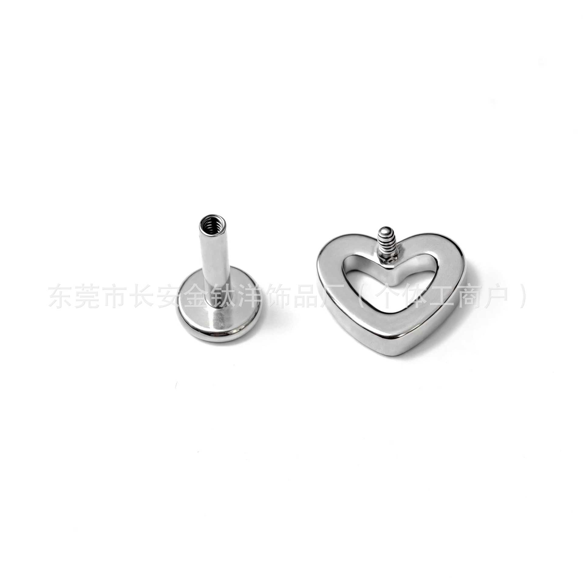 F136 Titanium Internally Threaded Heart-Shaped 5A Zircon Inlaid Stud Earrings G23 Titanium Alloy Body Piercing Jewelry - Image 4