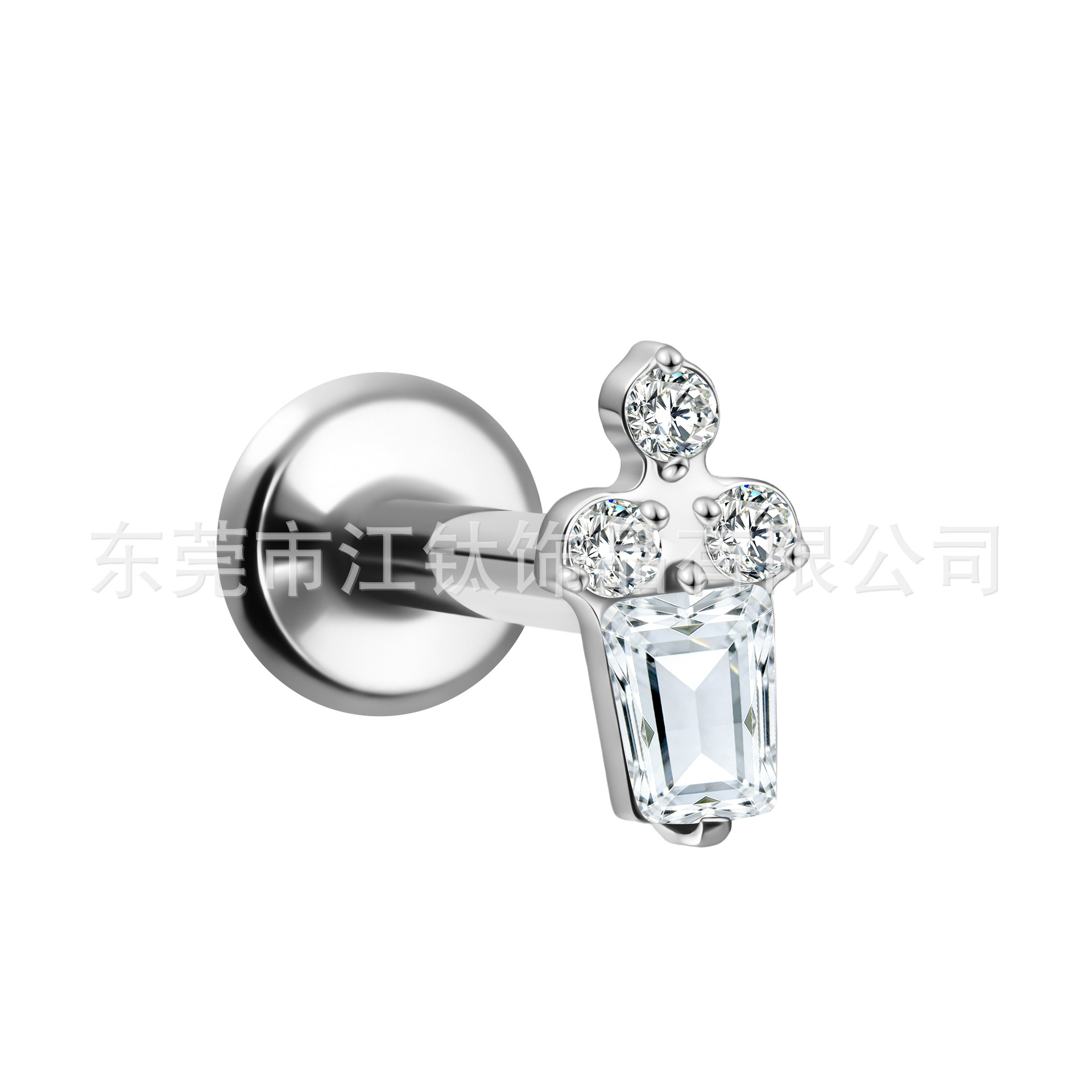 Jiangtai F136 Titanium Alloy Internally Threaded Zircon Ear Cartilage Stud - Geometric Gold & H13 Color 1.2mm x 10mm - Image 5