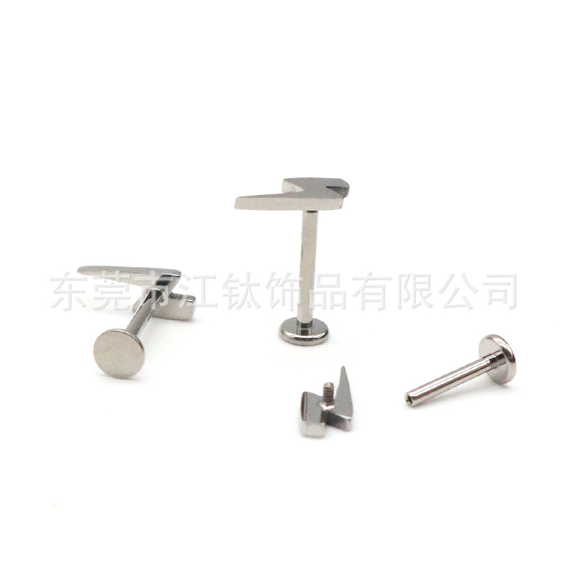 G23 Titanium External Thread Labret Stud Lip Piercing Jewelry Lightning Design - Image 4