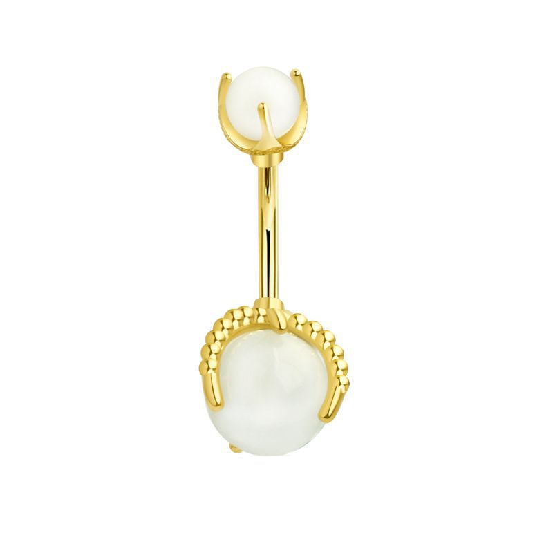 Gold Star Navel Ring 316L Surgical Steel Belly Button Piercing Jewelry Dangle CZ - Image 5