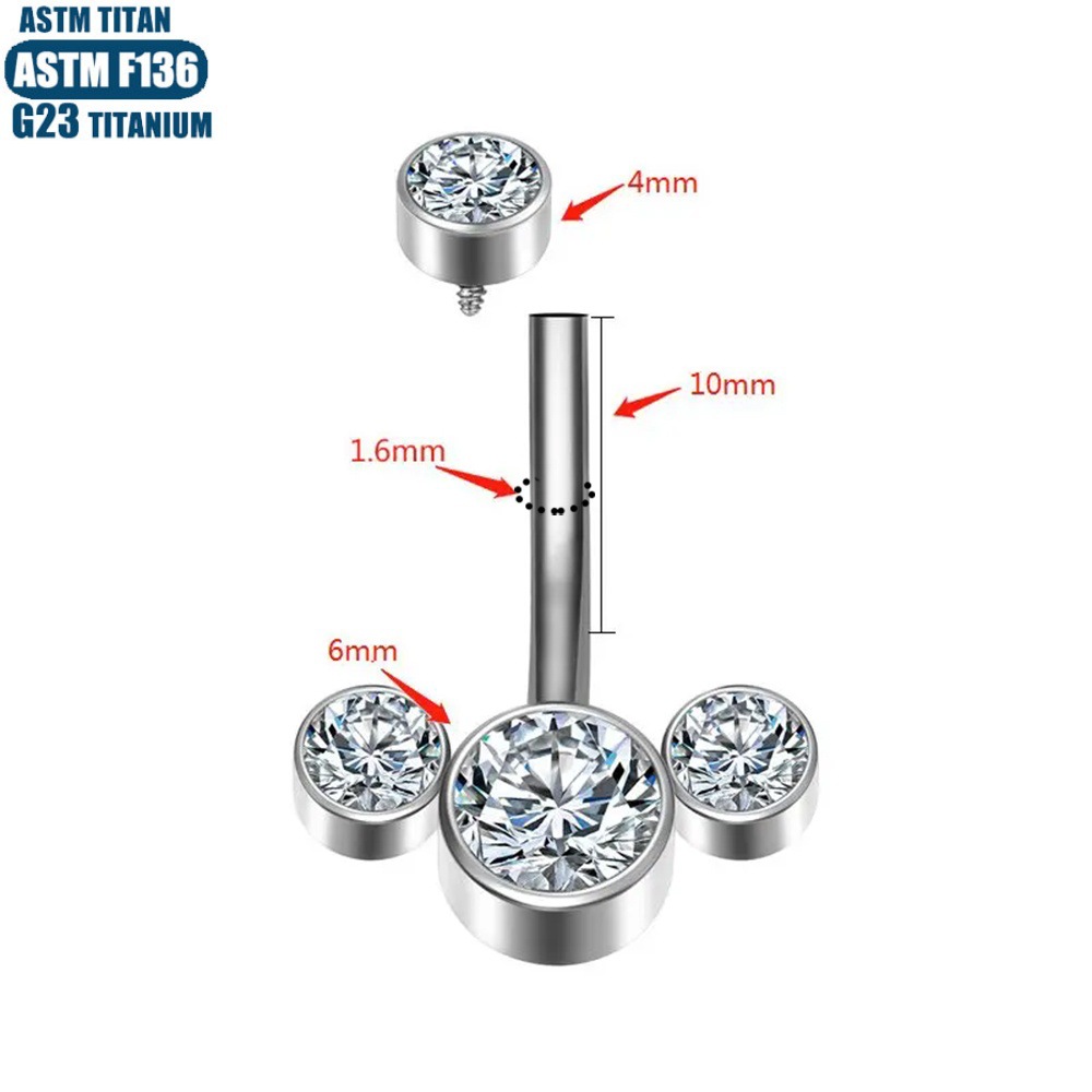 14G F136 Titanium Navel Ring Internally Threaded Belly Button Piercing Jewelry - Image 4