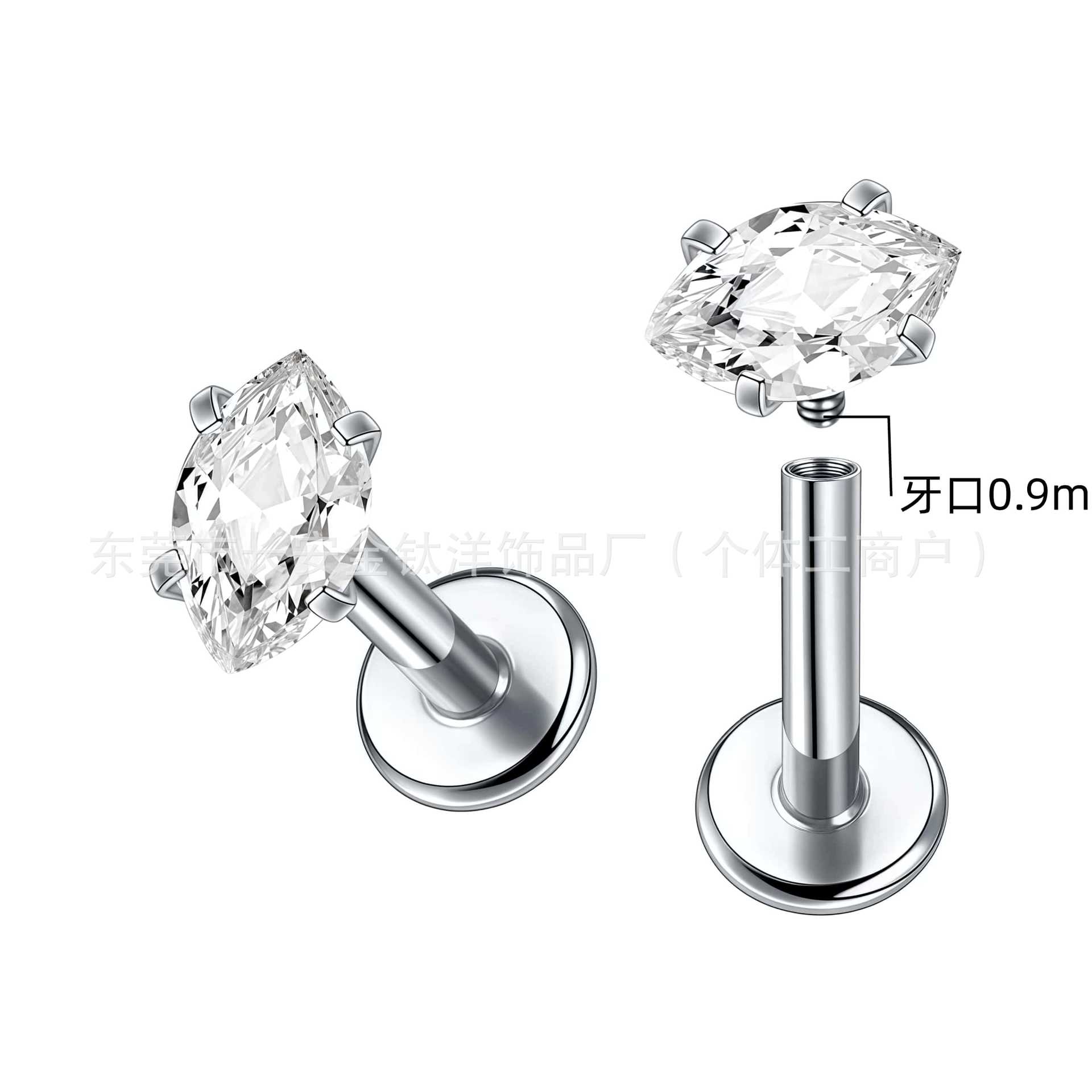 F136 Titanium 5A Pear-Shaped Zircon Nose Stud, Ear Bone Stud, Lip Stud, Ear Stud, Cochlear Stud, G23 Titanium Alloy Body Piercing Jewelry - Image 3