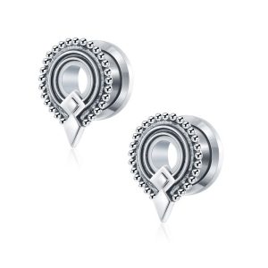 Stainless Steel Single Horn Ear Expander - New Chinese Style Cartilage Earring for Men and Women