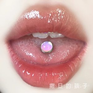 Human Sweet Girl Pop Flash Tongue Ring Titanium Steel External Thread Tongue Barbell Piercing Jewelry Wholesale