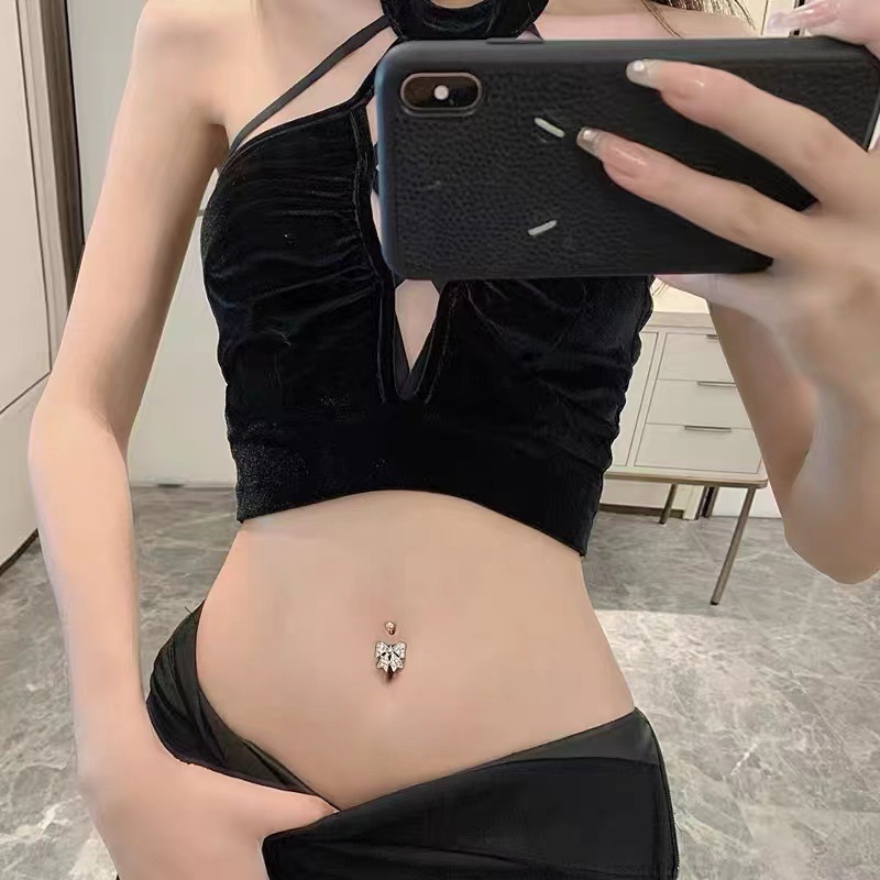 14G Belly Button Ring Stainless Steel Bow Nose Piercing Jewelry for Navel - Image 3