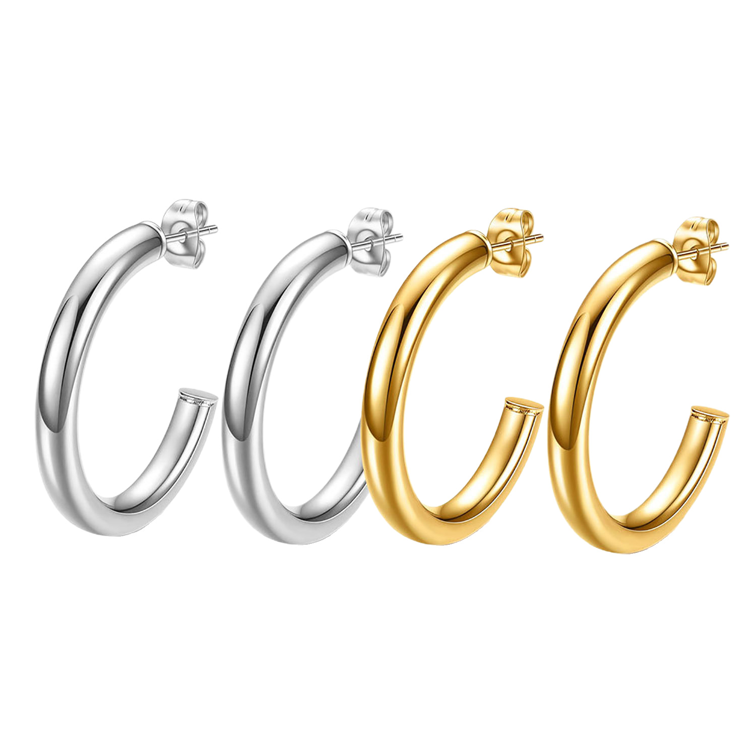 Minimalist C-Shaped Hoop Earrings for Women 40mm Titanium Steel Ear Jewelry Trendy Street Style - Image 5