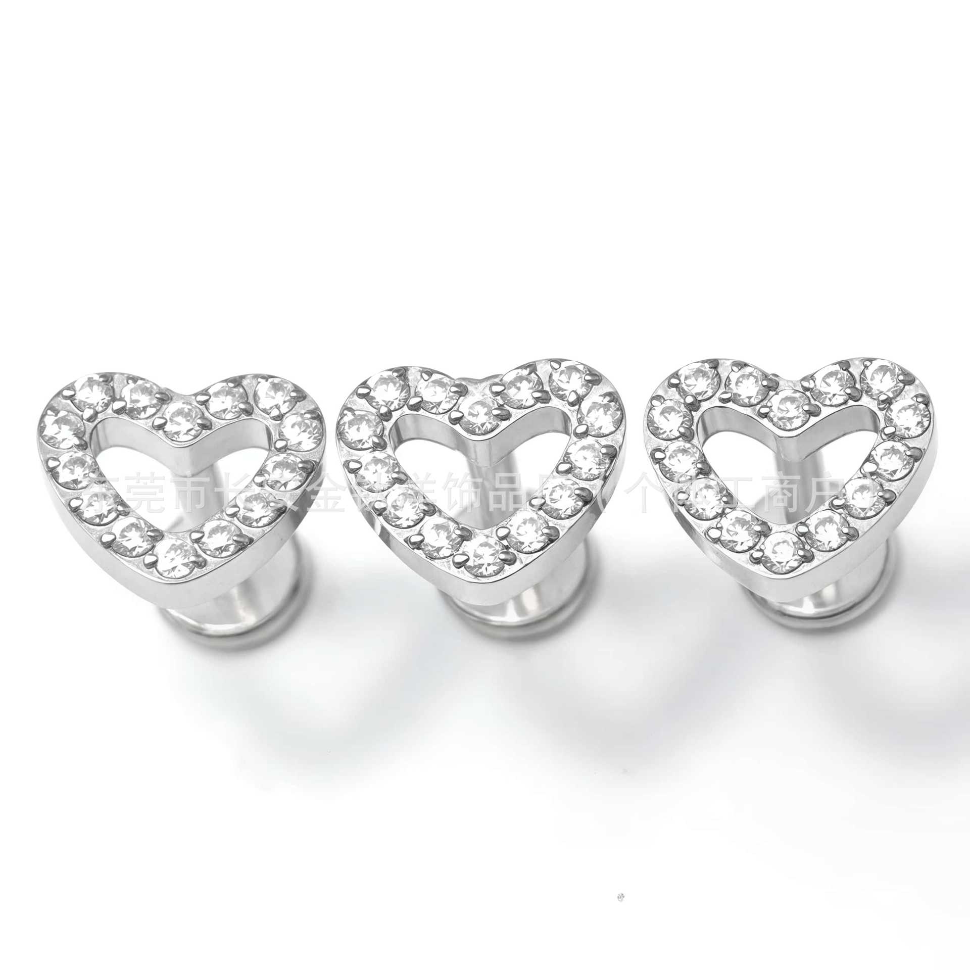 F136 Titanium Internally Threaded Heart-Shaped 5A Zircon Inlaid Stud Earrings G23 Titanium Alloy Body Piercing Jewelry - Image 5