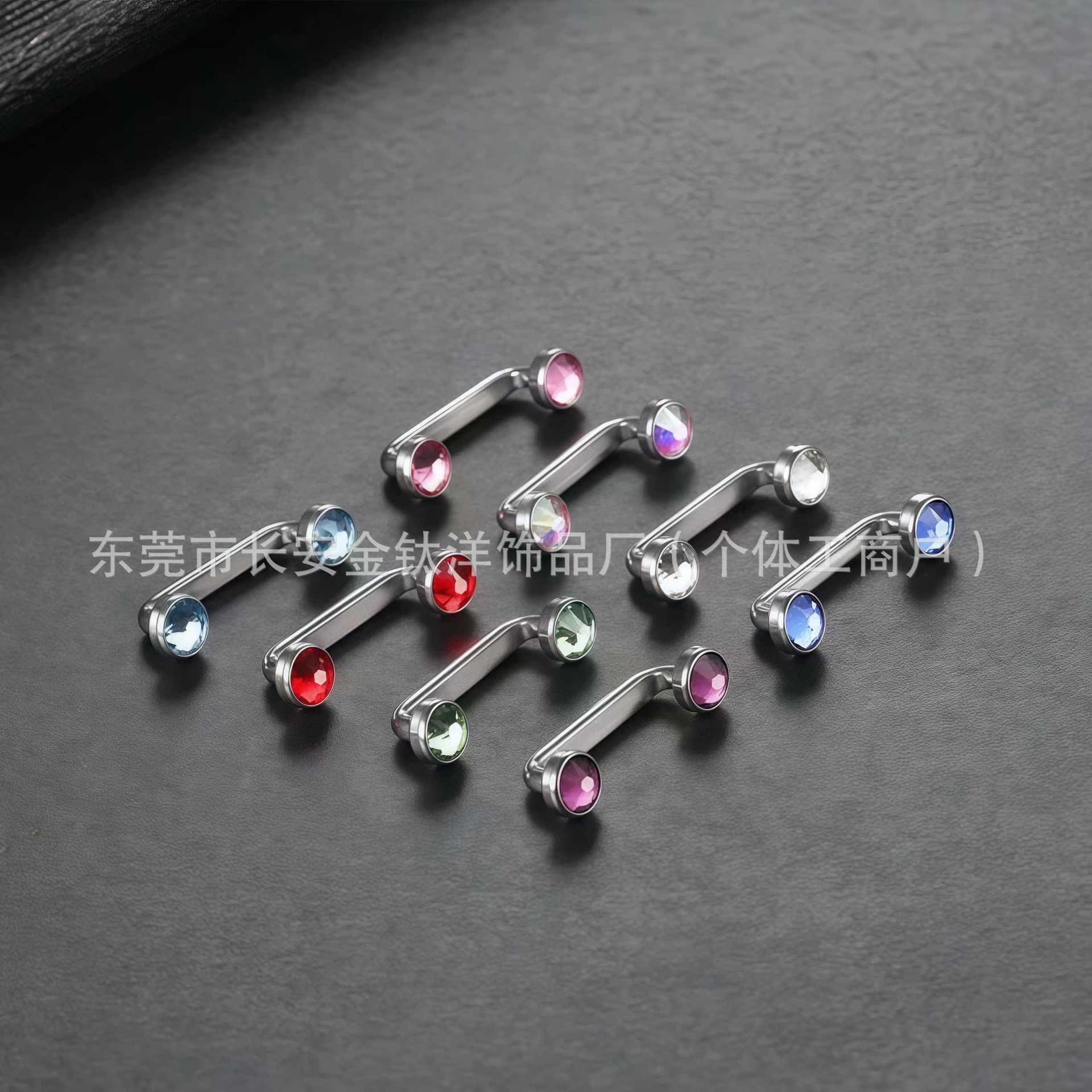F136 Titanium Double Czech Diamond Inner Thread Right Angle Nail Implant Clavicle Nail Body Piercing Jewelry - Image 4
