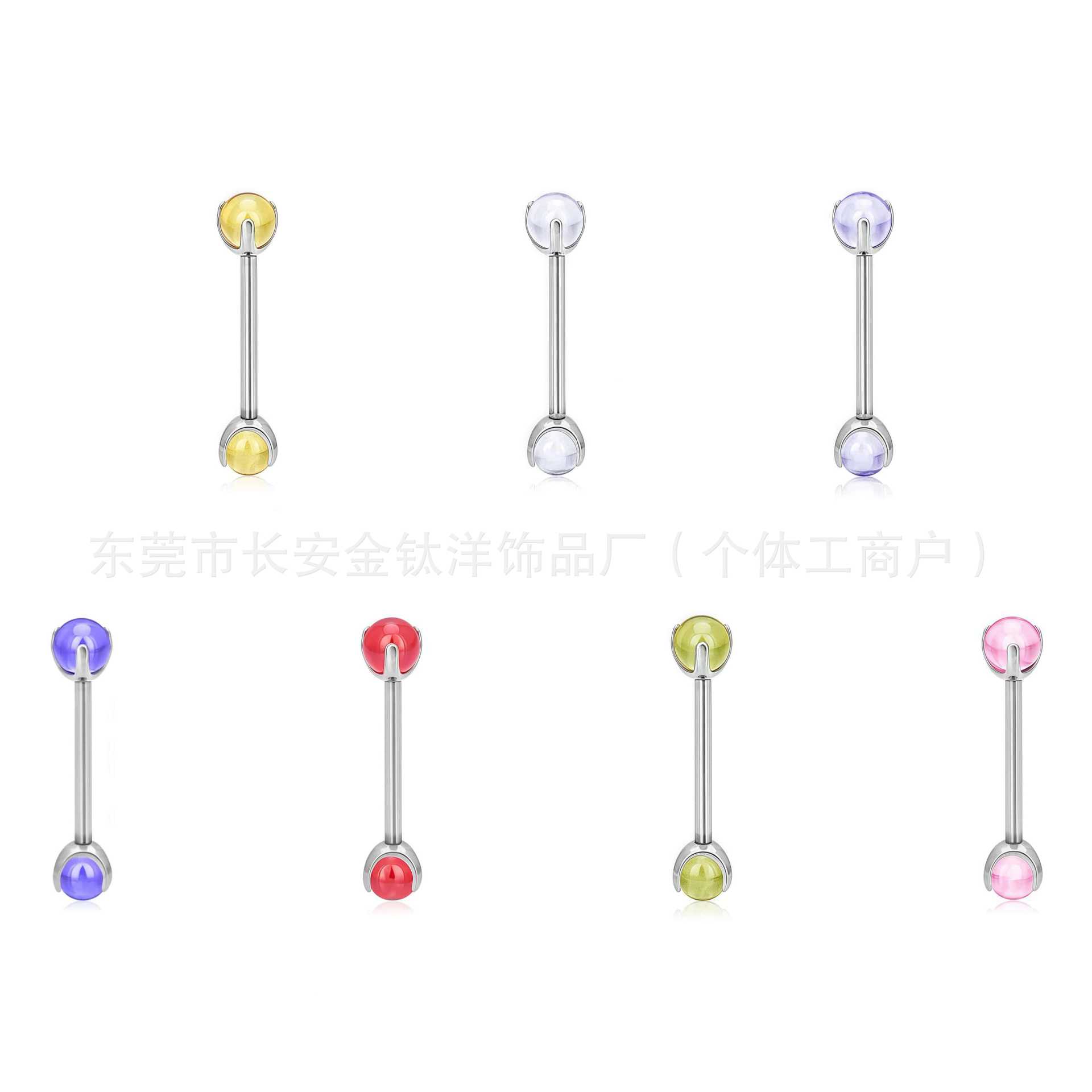 F136 Titanium Three-Claw Ball Zircon Ear Lip Nails Tongue Nails Ear Bone Nails G23 Titanium Alloy Body Piercing Jewelry - Image 5