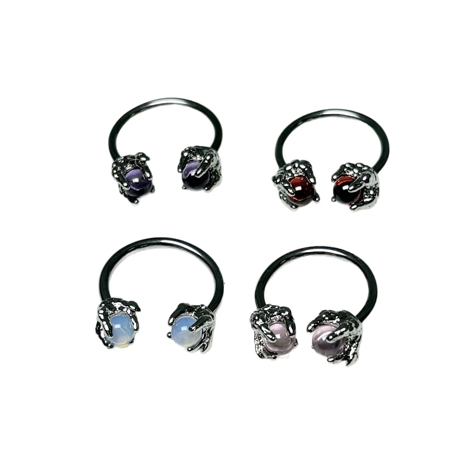 4-Color Dragon Claw Bead Lip Ring Ear Bone Nail Titanium Steel Punk C Ring Piercing Jewelry - Image 5