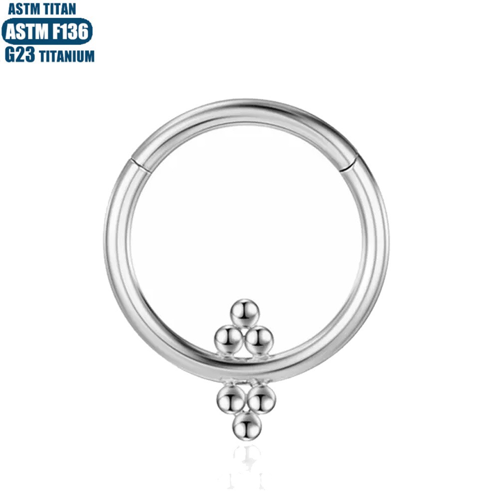 G23 Titanium Nose Ring with Welded Ball, Implantable Ear Cartilage Septum Earring for Women, Conch Shape - Image 4