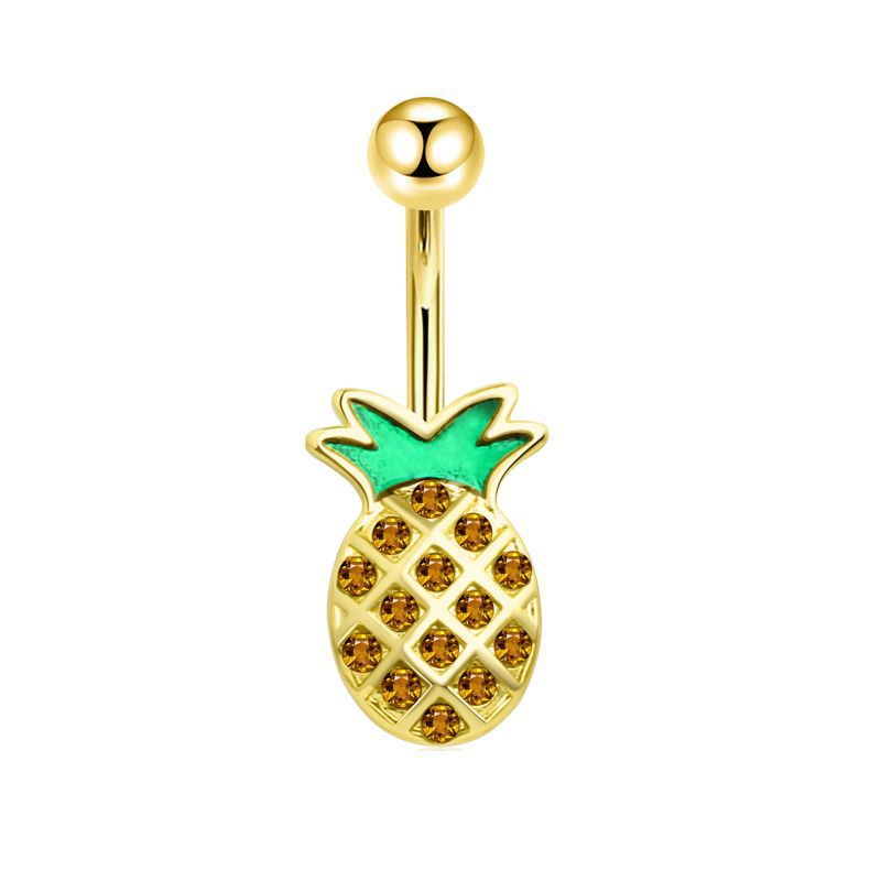 Gold Star Navel Ring 316L Surgical Steel Belly Button Piercing Jewelry Dangle CZ - Image 2