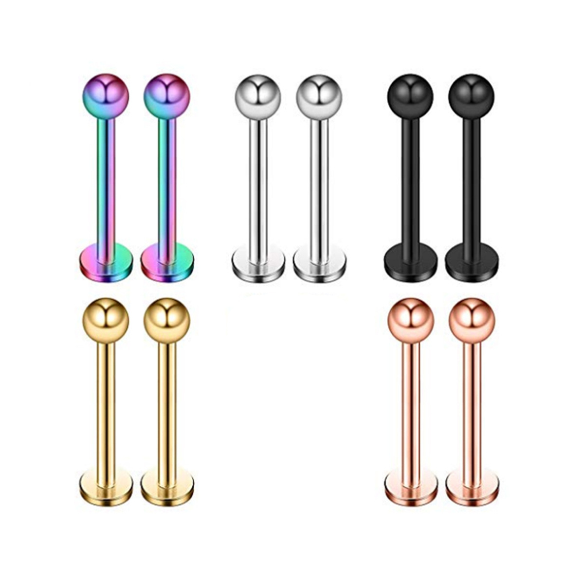 G23 Titanium Inner Teeth Lip Nail 6-14mm Ball Tongue Nail Flat Bottom Rod Earring Nail Titanium Alloy Body Puncture Jewelry - Image 5