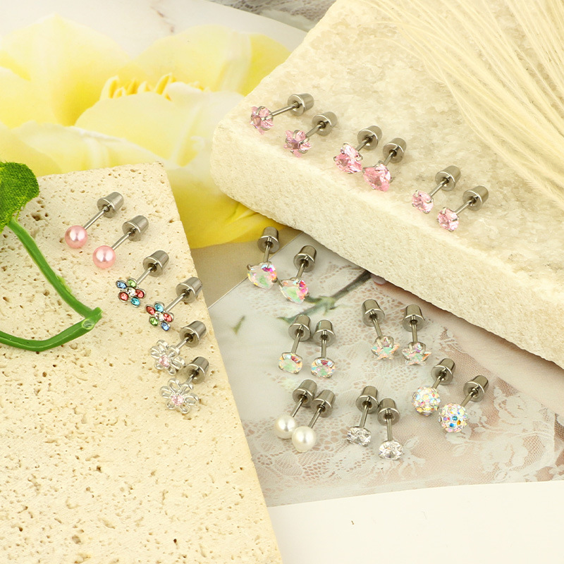 12 Pair Set Bullet Earrings Women Piercing Jewelry Stainless Steel Geometric Vintage Style - Image 2