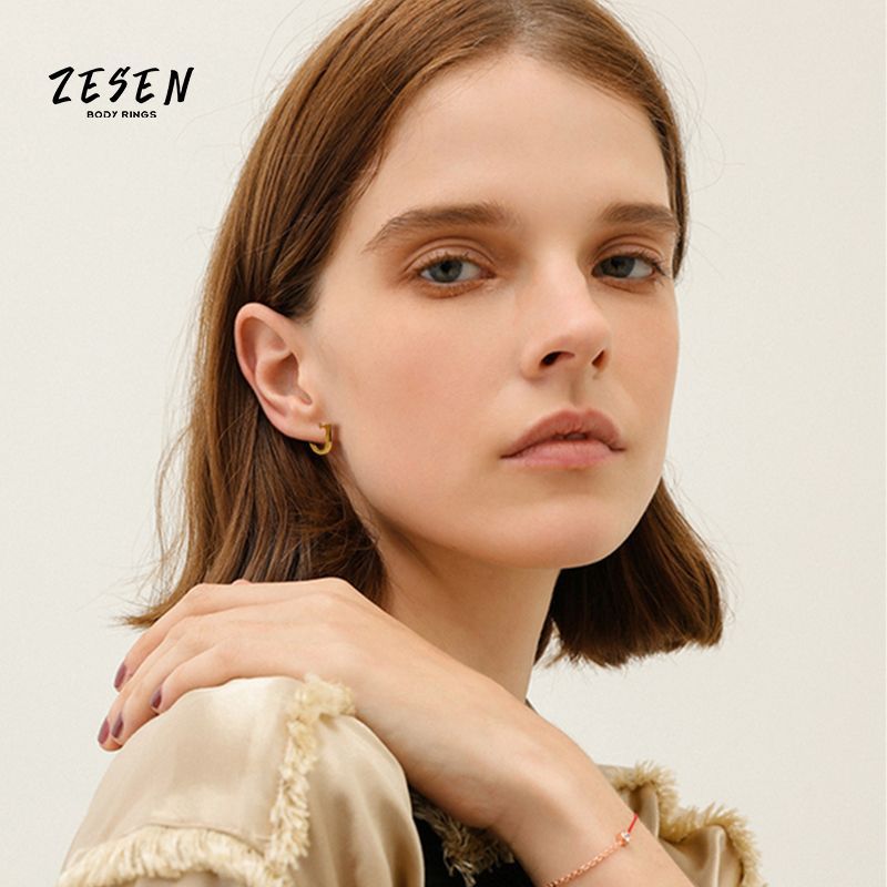 14K Gold Stainless Steel Hoop Earrings for Women - Simple Stylish Ear Clips - Image 4