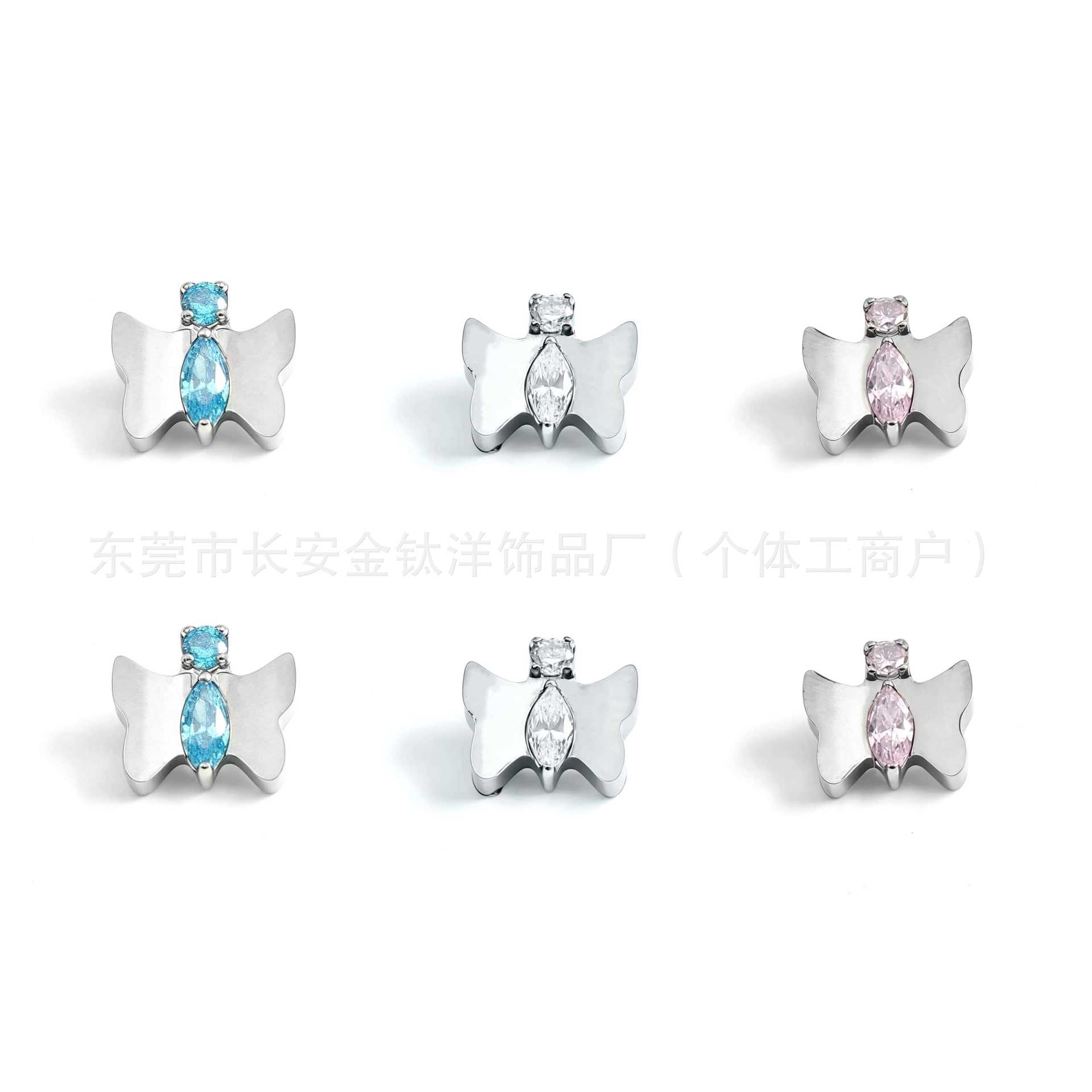 F136 Titanium Butterfly Zircon Earrings Nose Stud Ear Bone Stud G23 Titanium Alloy Body Piercing Jewelry - Image 5