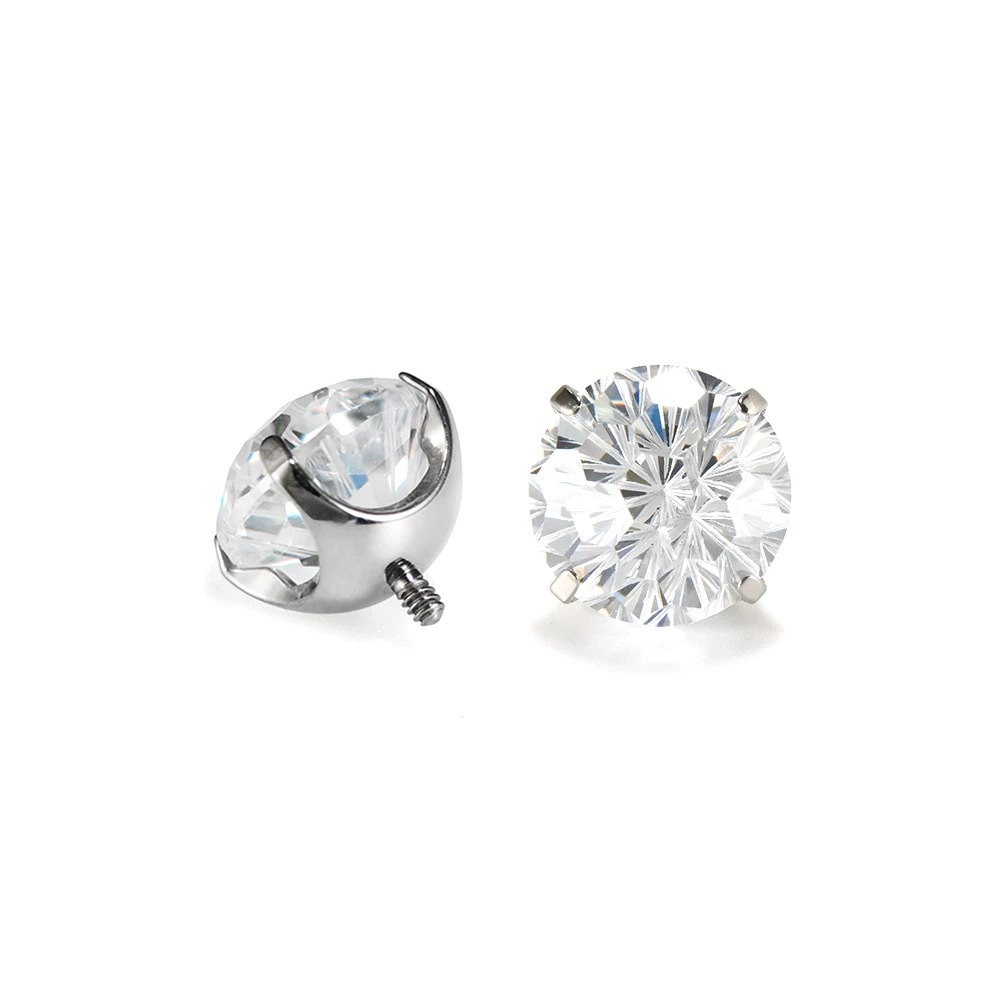 F136 Titanium Alloy Fireworks Cut Zircon Round Bottom Earrings Gradient Bowl Bottom Ear Bone Nails Lip Nails Body Piercing Jewelry - Image 5