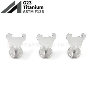 F136 Titanium Cute Chubby Cat Kitten Earrings Cat Lip Studs G23 Titanium Alloy Body Piercing Jewelry Ear Cartilage Studs