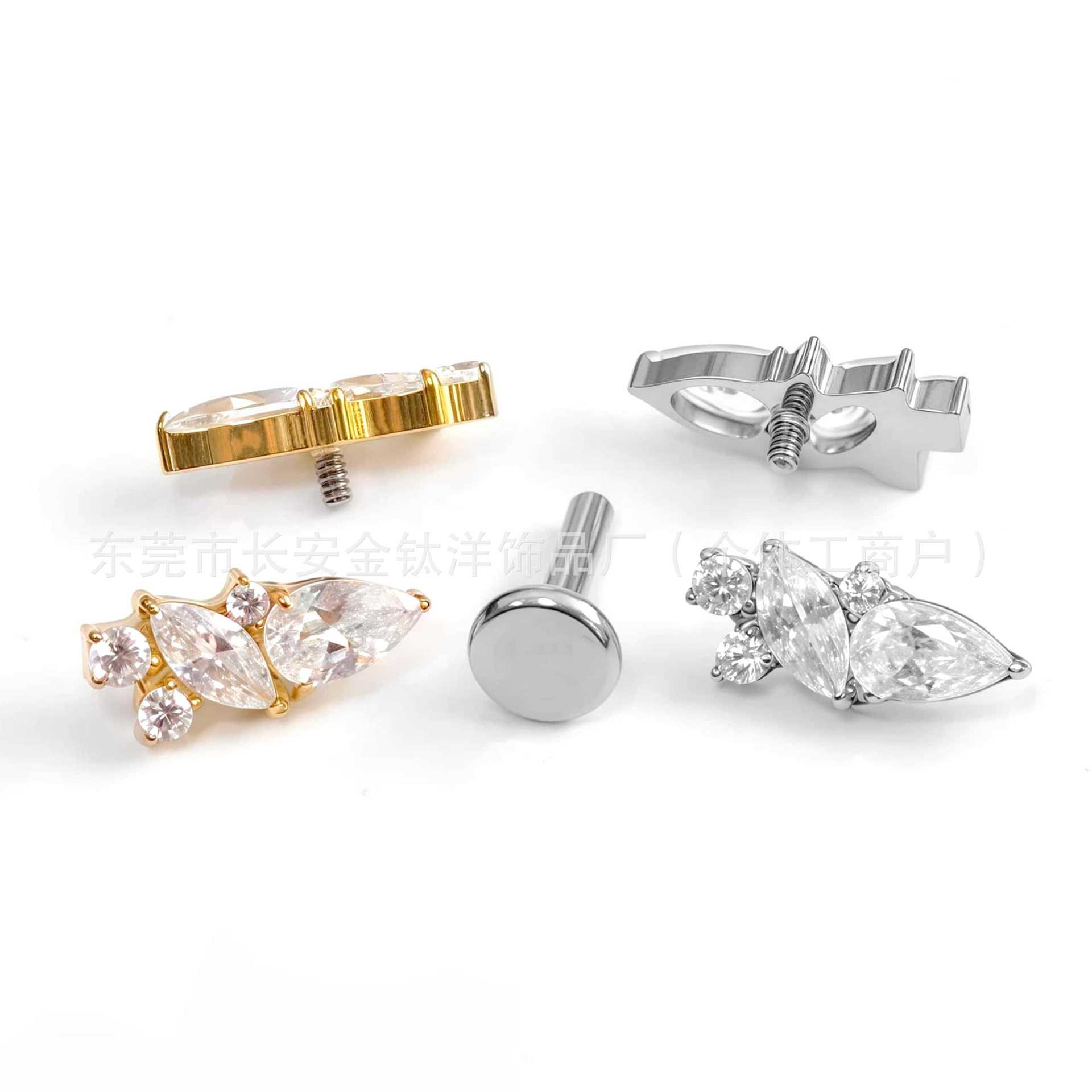 F136 Titanium Geometric Stud Earrings with 5A Zirconia - G23 Titanium Alloy Piercing Jewelry Ear Bone Studs - Image 5