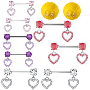 Heart Shaped Stainless Steel Nipple Ring Simple Geometric Body Piercing Jewelry for Daily Wear Pair