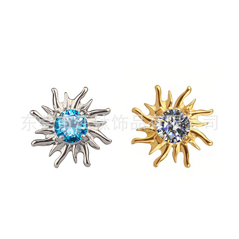 Jiangtai F136 Titanium Alloy Sea Urchin Ear Stud with 5A Zircon - 18K Gold Plated Body Piercing Jewelry - Image 5
