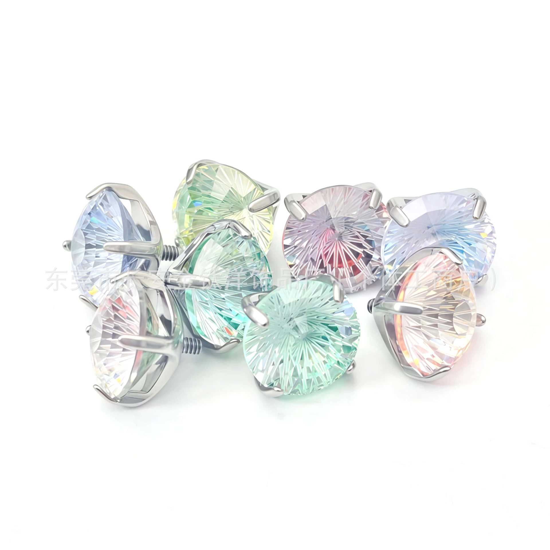 F136 Titanium Round Bottom Claw-Embedded Ferris Wheel Gradient Lip Stud Ear Bone Stud G23 Titanium Alloy Body Piercing Jewelry - Image 5
