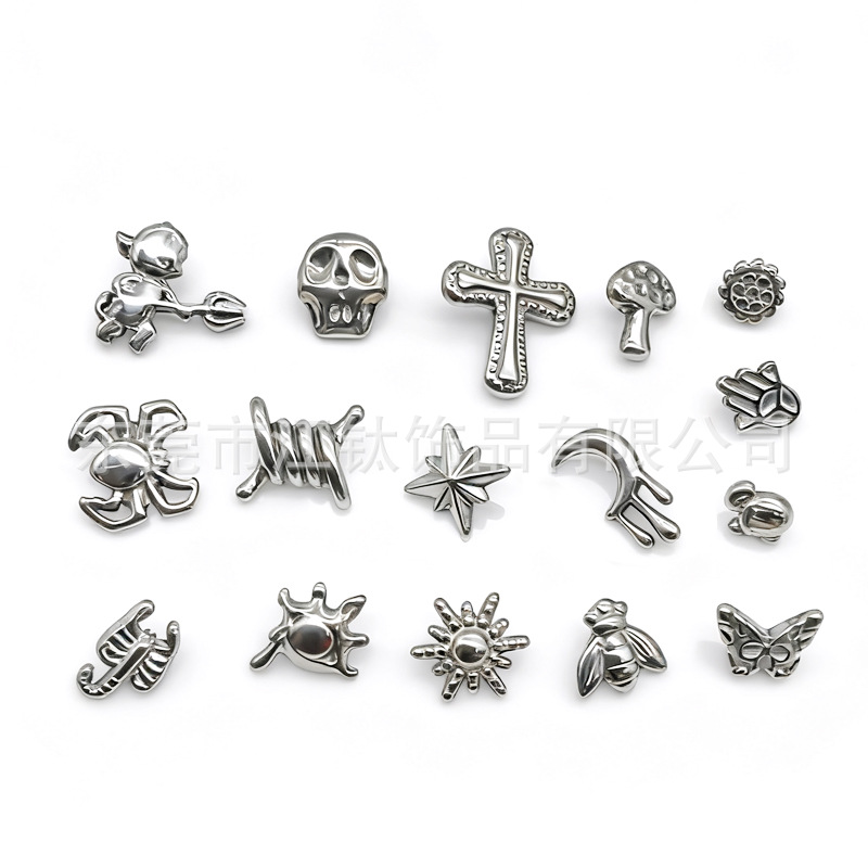G23 Titanium Cross Body Piercing Earrings 3D Devil Scorpion Butterfly Stud 1.2x10mm - Image 5